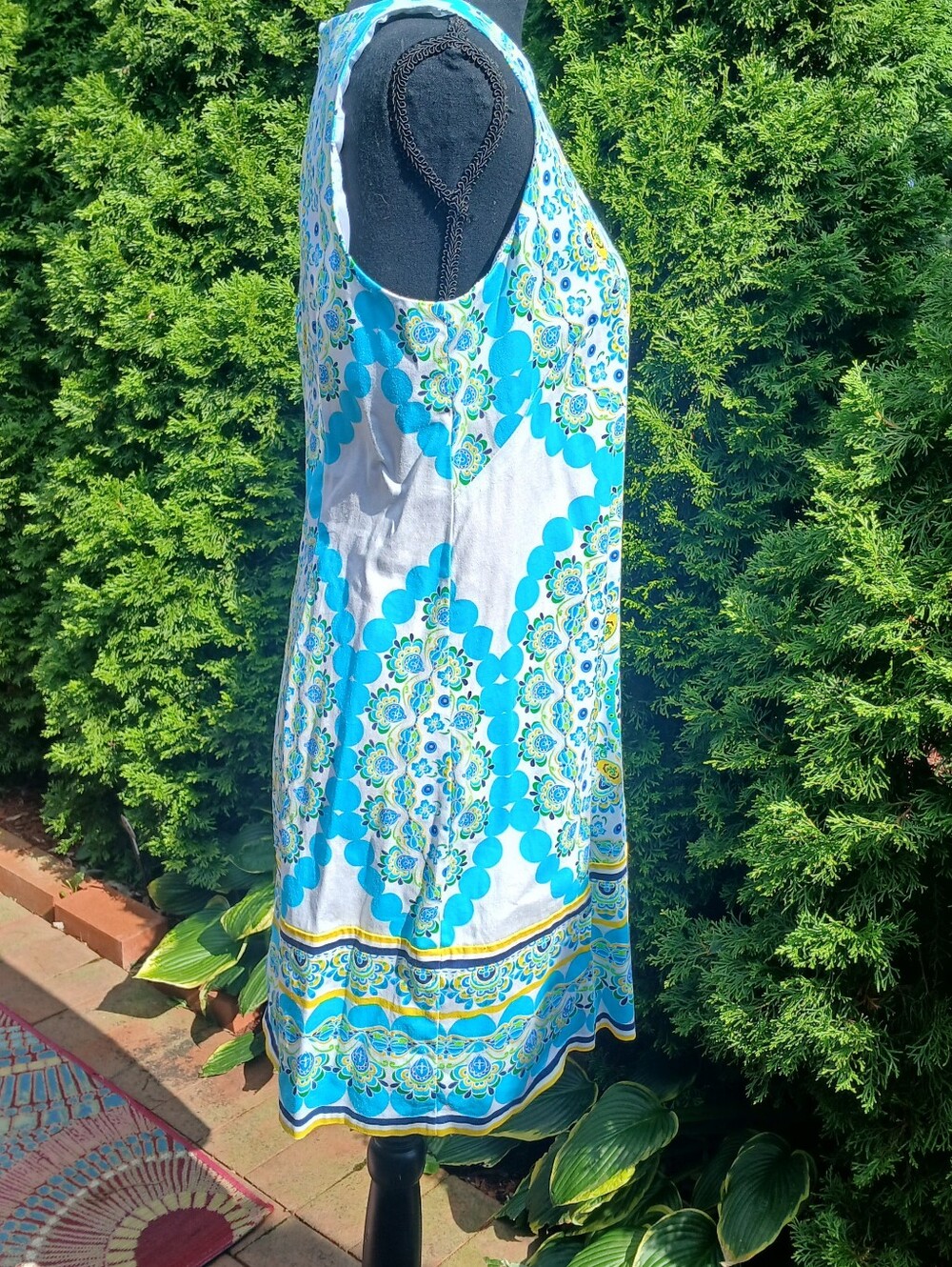 London Times Sky Blue/Yellow/Green Mandala Dress Sz 8 - Picture 5 of 9